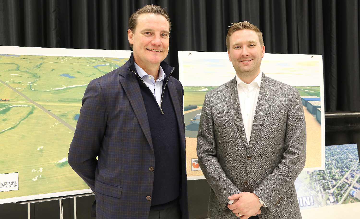 Saskatchewan Highways Minister Jeremy Cockrill and Nutrien Executive Vice President and President, Potash Chris Reynolds both announced new funding for Moosomin's airport expansion project Wednesday